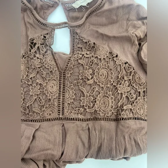 Entro Brown Boho Bell Sleeve Mini Dress or Tunic Shirt Size L Large - Picture 9 of 11